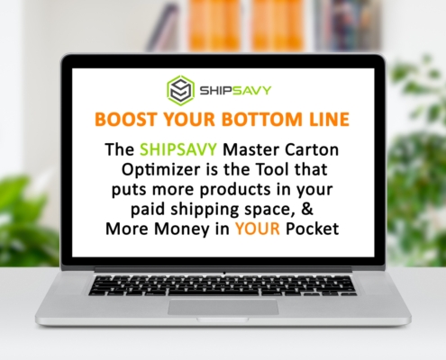 Laptop showing ShipSavy Master Carton Optimizer Boost Your Bottom Line